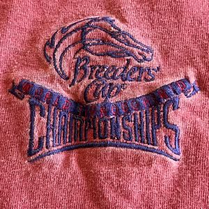 VTG Breeders Cup World Thoroughbred Champions Tee Med. NTRA Thrashed Worn Grunge